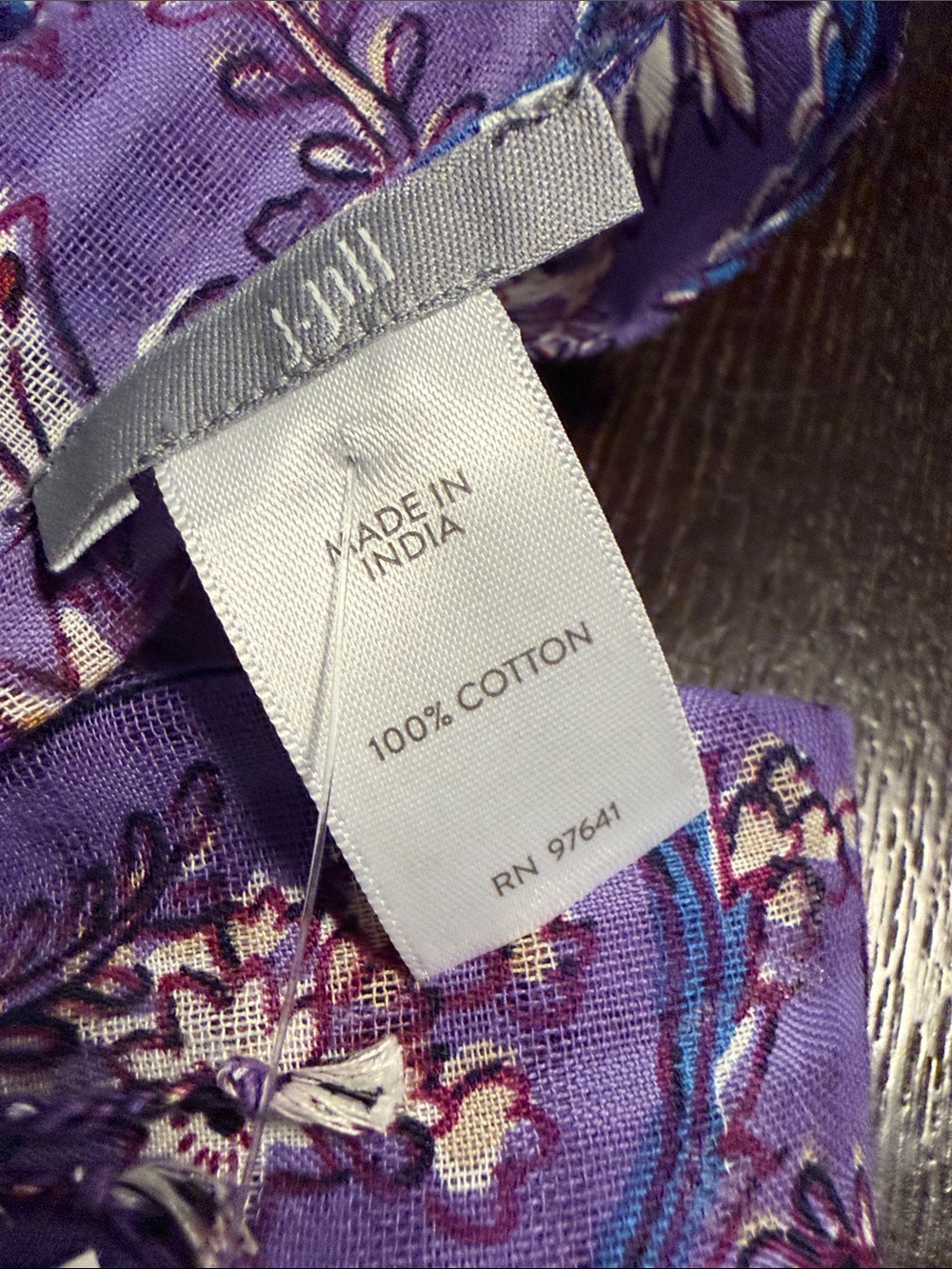 J. Jill Purple Floral Fringed Lightweight Scarf - Picture 3 of 5